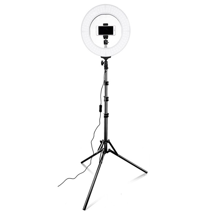 Teox RL-18 Ring Light, LED izzókkal, Hideg és meleg fénnyel, 55w, 48,5 cm, Fehér