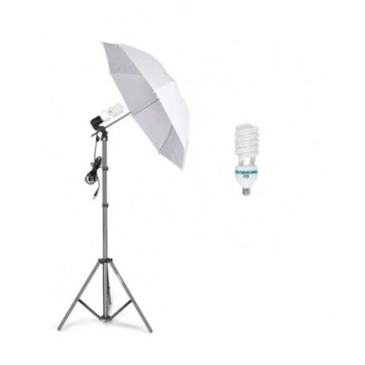 Stúdió esernyő diffúziós lámpa, 40 W-os led izzó állítható 80-200 cm-es forgatható tartóval és forgatható csatlakozóval, fehér
