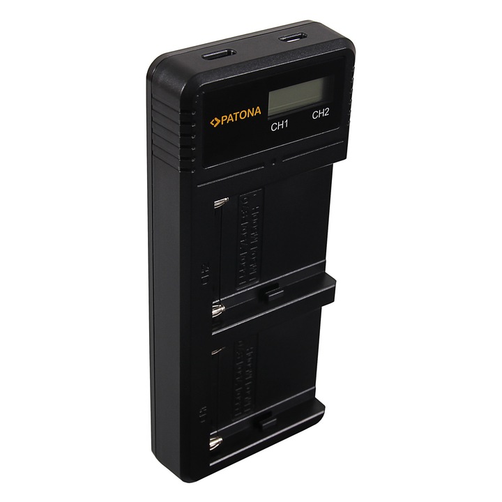 PATONA Dual Töltő, USB, LCD típus, Sony NP-F550, NP-F750, NP-F970, FM50, FM500H