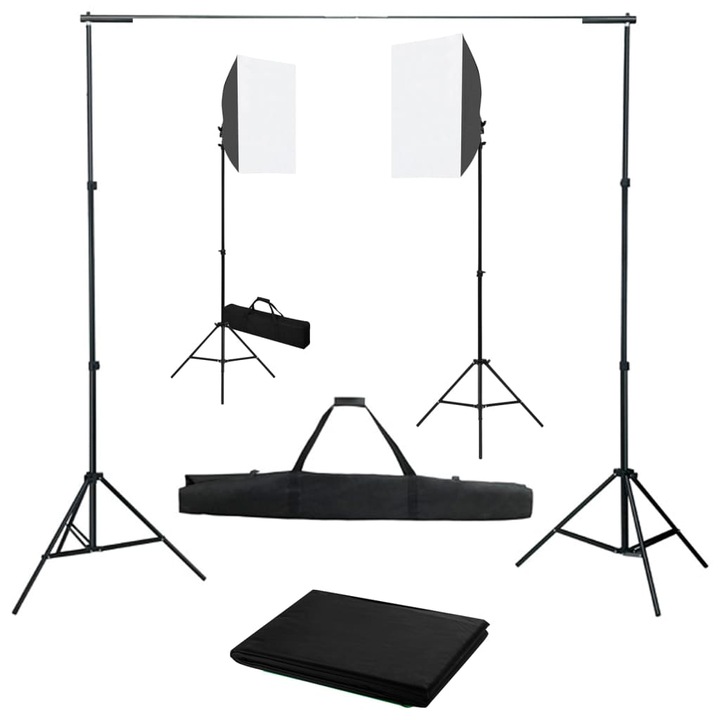 vidaXL fotóstúdió-felszerelés softbox lámpákkal és háttérrel 3055061