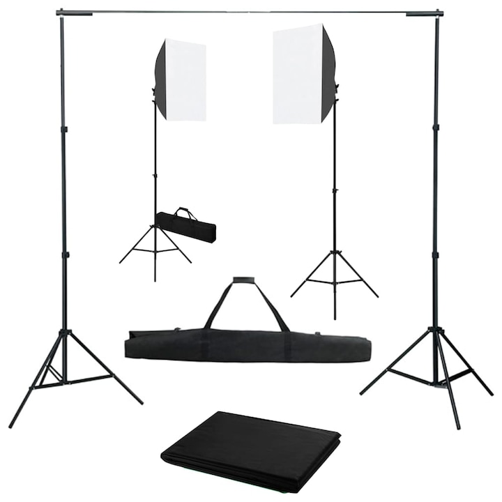 vidaXL fotóstúdió-felszerelés softbox lámpákkal és háttérrel 3055059