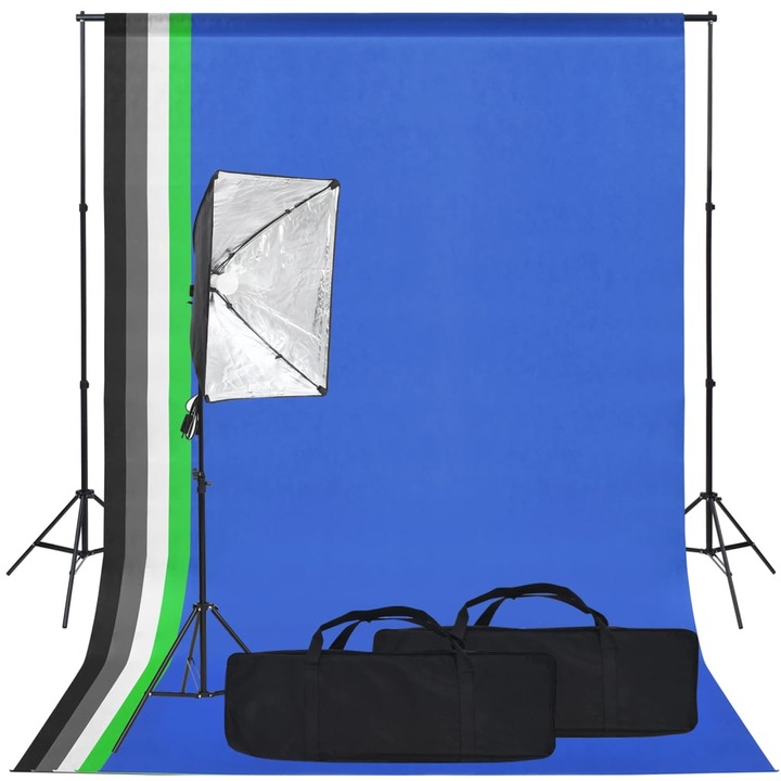 vidaXL fotóstúdió-felszerelés softbox lámpával és háttérrel 3094671
