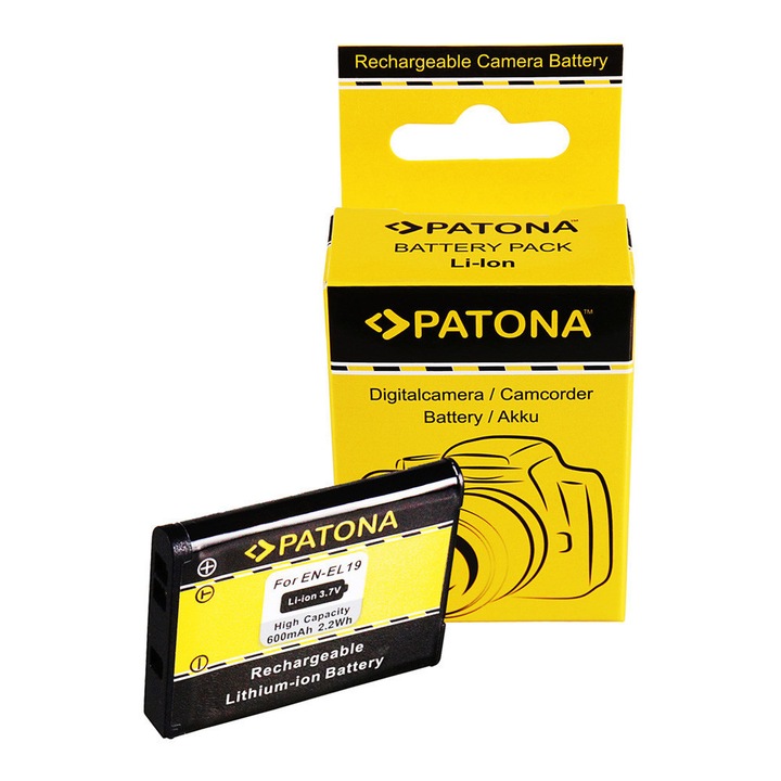 Patona Nikon CoolPix S4100 S3100 S2500 EN-EL19 ENEL19 600mAh / 3.7V / 2.2Wh Li-Ion utángyártott akkumulátor