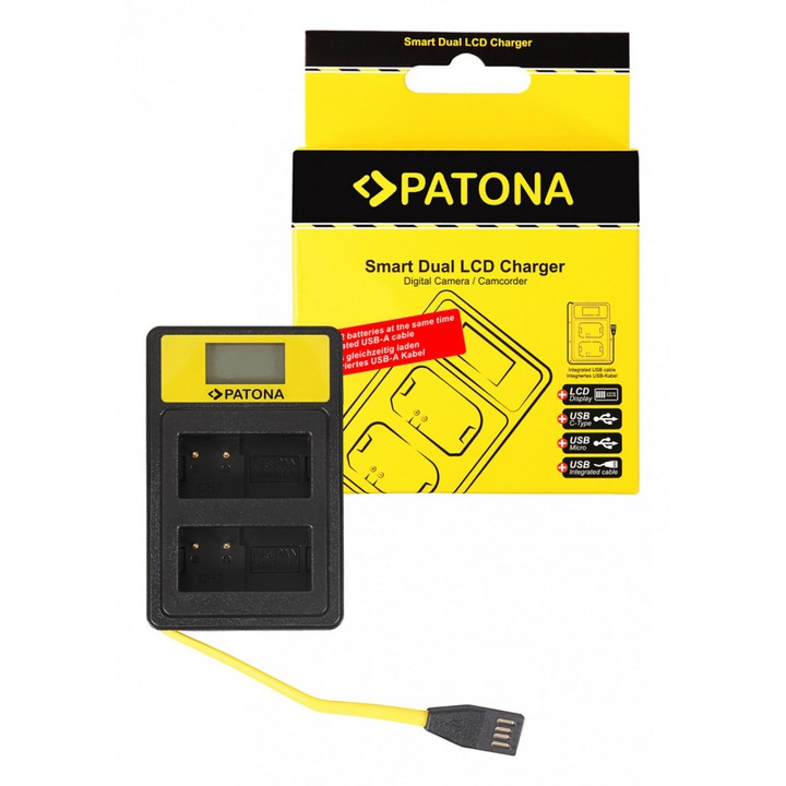 PATONA Smart Dual LCD USB töltő Panasonic MW-BLC12PP V-Lux 4 Panasonic DMW-BLC12