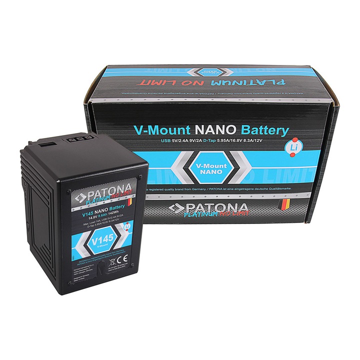 Patona Platinum NANO V145 V-mount 142Wh akkumulátor Sony DSR 600P 650P 652P HDW 800P PDW 850 BP-150w RED ARRI