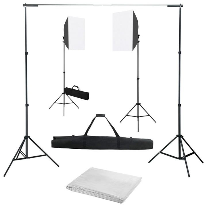 VidaXL fotóstúdió-felszerelés softbox lámpákkal és háttérrel 3055056