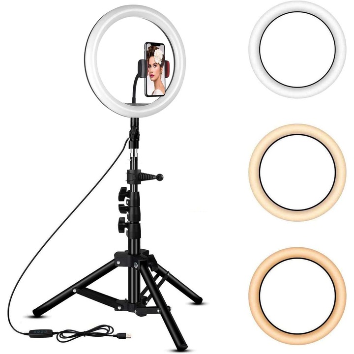 Ring Light LED 22" körkörös lámpa hideg, természetes, meleg fénnyel