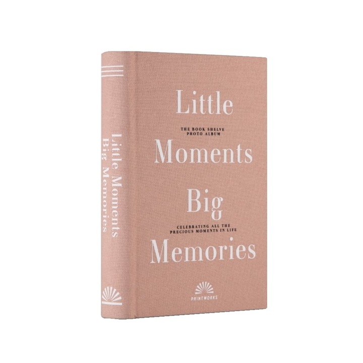 Printworks fotóalbum, Little Moments Big Memories, 20,5 x 14,3 cm, elegáns könyvborító, 40 fotó, 40 oldal, ajándéknak ideális, rózsaszín