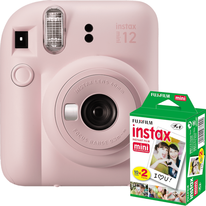 Fujifilm Instax Mini 12 instant fényképezőgép, Blossom Pink + Film Mini 2x10