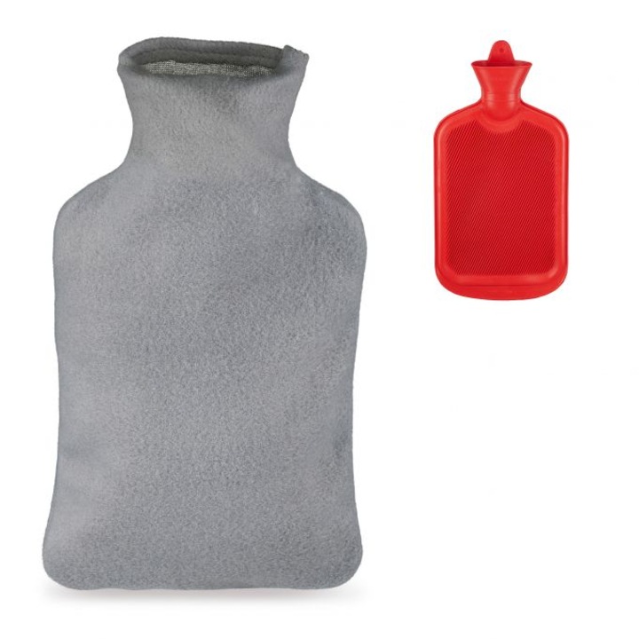 Relaxdays melegvizes párna, pihe-puha huzattal, piros, gumiból, 2 l