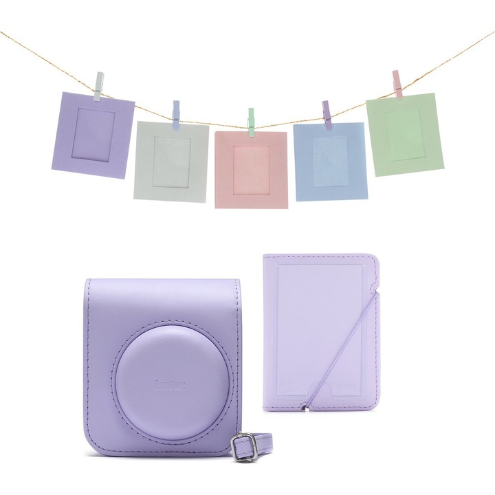 Fujifilm Instax Mini 12 kiegészítő készlet, Tok, Album, 10 képkeret, Lila