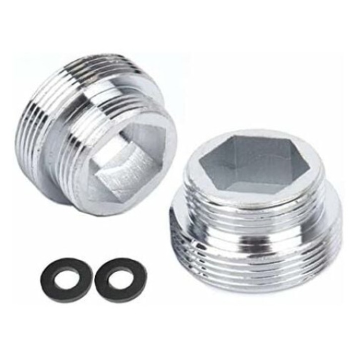 2 db konyhai csaptelep adapter készlet, sárgaréz, korrózióálló, tömítésekkel, 16-24 mm x 22 mm, ezüst