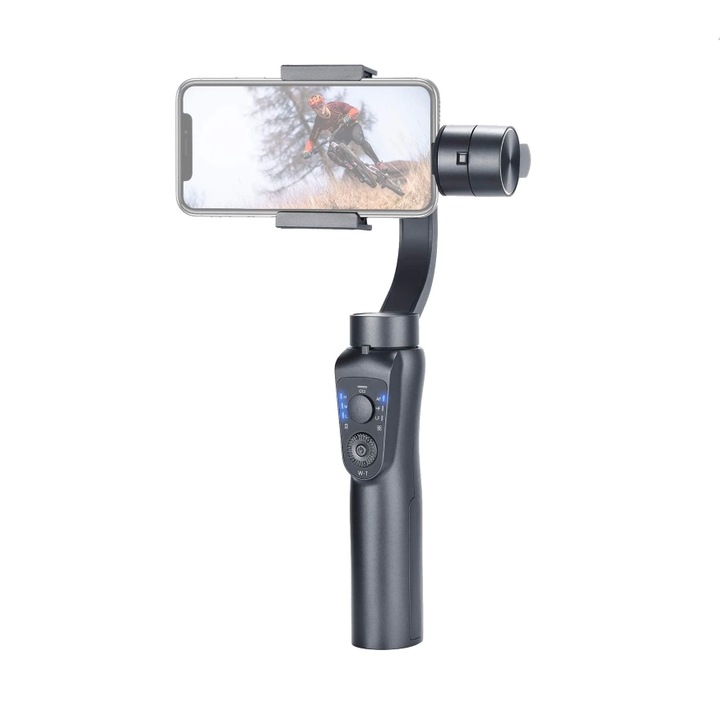 Képstabilizátor, Gimbal S5B 6 hüvelykes telefonokhoz vagy GoPro kamerákhoz, 3 tengelyes stabilizátor, 4000 mAh-s akkumulátor, fekete