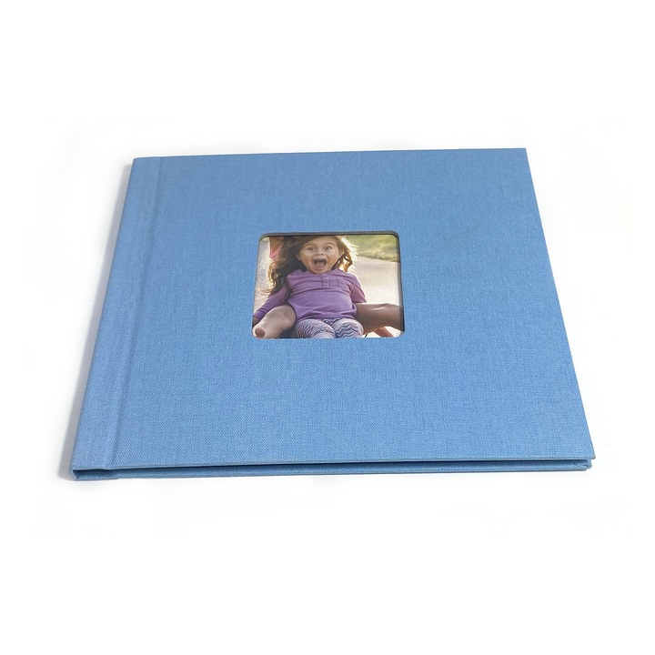 Öntapadó fotóalbum 15x15 textil anyag, babakék