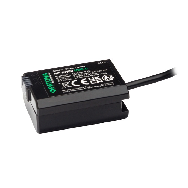 USB-C hálózati adapter Patona Premium NP-FW50 Sony NEX-3 NEX.3C NEX-5 készülékhez