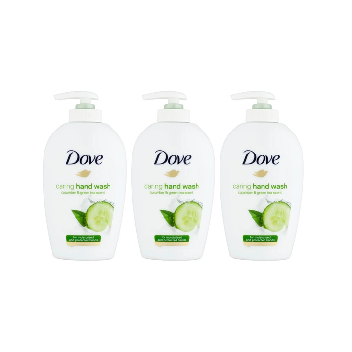 3 db Dove uborka és zöld tea folyékony szappan készlet, 1/4 hidratáló krém, 250 ml