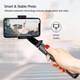 Telefonstabilizátor L 08, Aurov®, Távirányító, Selfie stick, Állvány, Android/iOS rendszerrel kompatibilis, 86 cm, Fekete