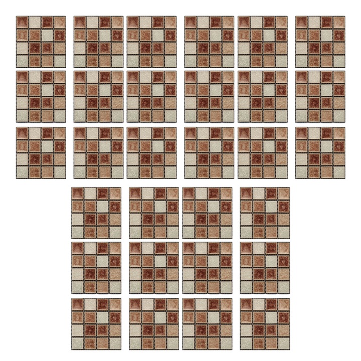 30db dekorlap készlet, Mozaik mintás, PVC, 15x15cm, Többszínű