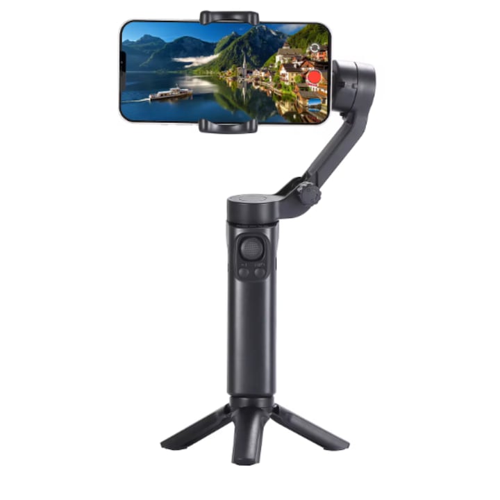 Gimbal F5 Plus telefon képstabilizátor rendszer, 3 tengelyes, Fekete