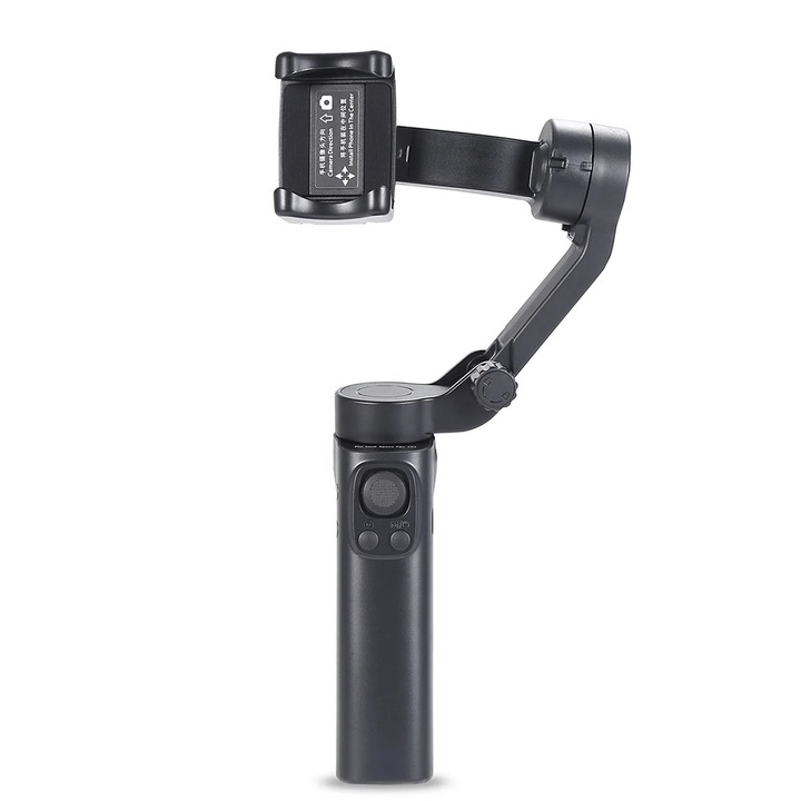 Képstabilizátor, telefonhoz, 3 tengellyel és távirányítóval, összecsukható - Techsuit (F5 Plus) - fekete