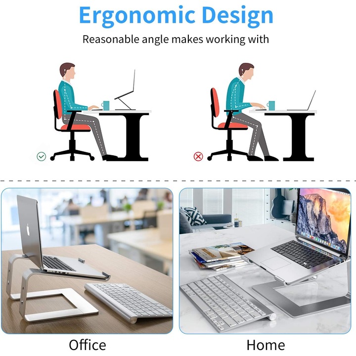 Laptop állvány, szellőző, alumínium, ergonomikus kialakítás