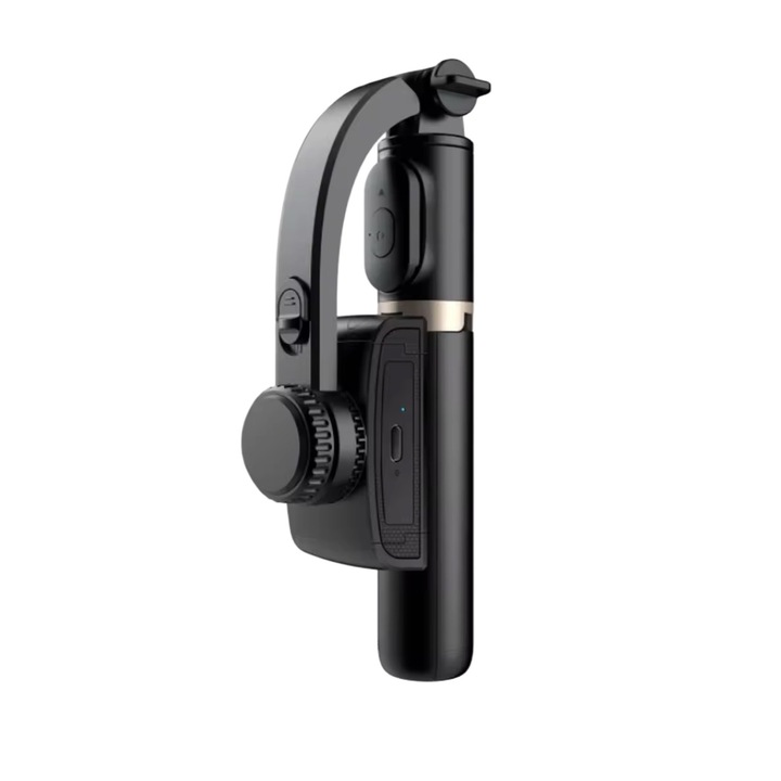 Gimbal képstabilizátor állvány funkcióval telefonhoz, Bluetooth, One Axis, Selfie Stick, fekete
