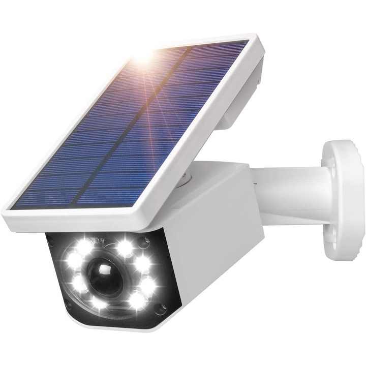 Napelemes térfigyelő kamera mozgásérzékelővel, IP66, 8 LED, 5W, 360°-os elforgatás, fekete