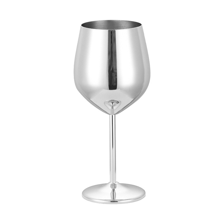 Rozsdamentes borospohár, 500ml, ezüst, 9,4x21,2cm