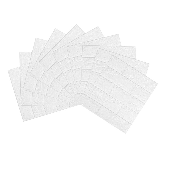 10 db öntapadó 3D panel szett, fehér, 385x350x3mm