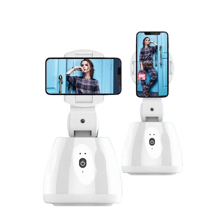 Okostelefon stabilizátor, 360°-os forgatás, mesterséges intelligencia követés, Smart Shooting Gimbal vloggáshoz és élő videó közvetítéshez, hosszú akkumulátor-élettartam, beltéri/kültéri, univerzális kompatibilitás, Bluetooth funkció, fehér, Versatyx