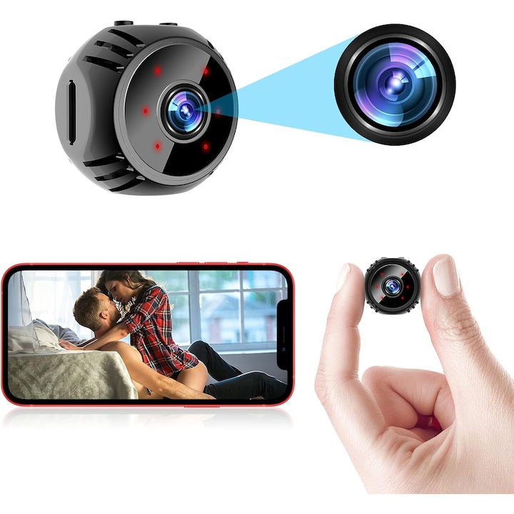 Mini Rejtett Wifi Kamera, 1080P, Mozgásérzékelés, Töltés felvétel közben, 1,1x1,1x1,1 hüvelykes