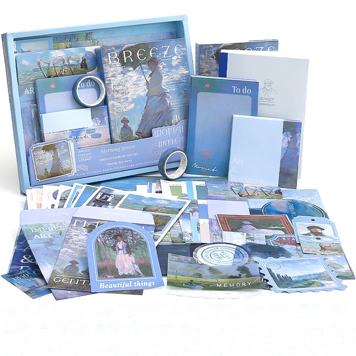 Készlet fotóalbumhoz, barkácsolás, vintage olajfestmények, scrapbooking, 116 tartozékok, A6, többszínű