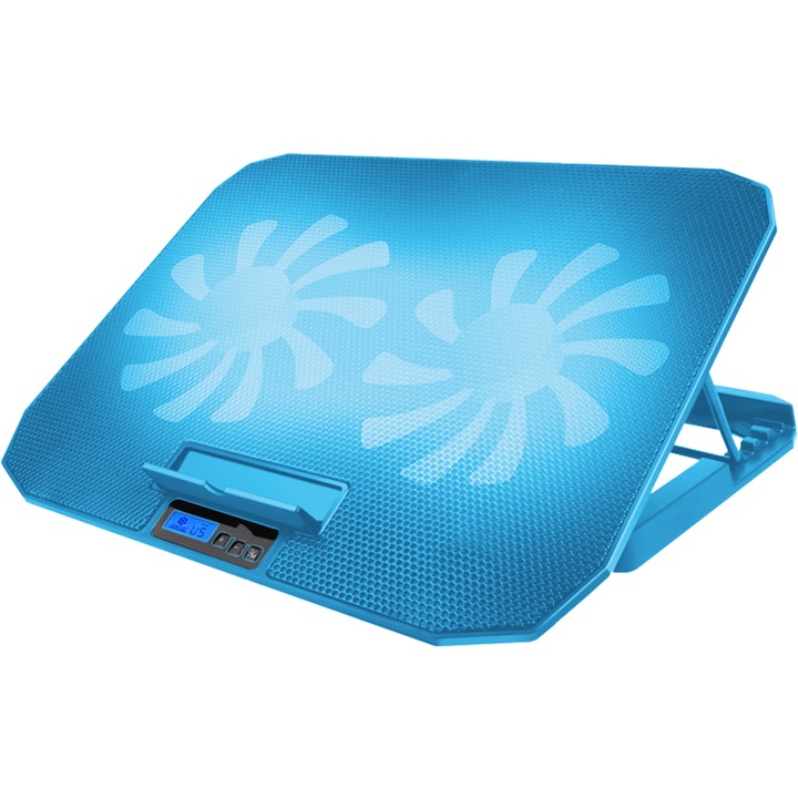 Laptop állvány 2 ventilátorral, 50x40x20cm, kék