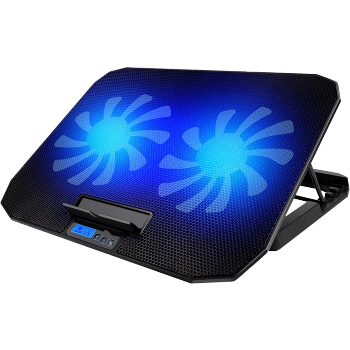 Laptop állvány ventilátorral, 50x40x20cm, fekete