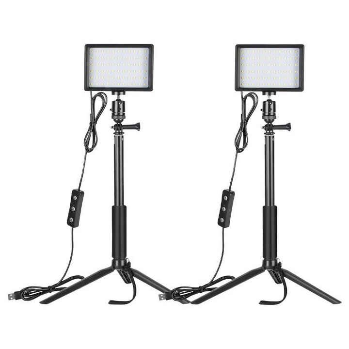 2db lámpa fotóstúdióhoz/szűrőkhöz, Újabb, ZC-10S, LED, állítható állvány, 5600K, 15W