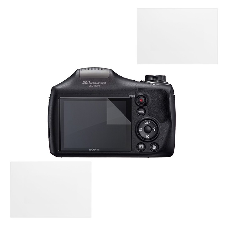 Sony Cyber-Shot H300 kompatibilis védőkészlet, COMMANDO Focus Shield, 2 ellenálló szilikon fólia a képernyőhöz, tükröződésmentes, karcolásgátló, regenerálható tulajdonságok, ujjlenyomat elleni védelem, egyszerű felhordás, átlátszó szürke