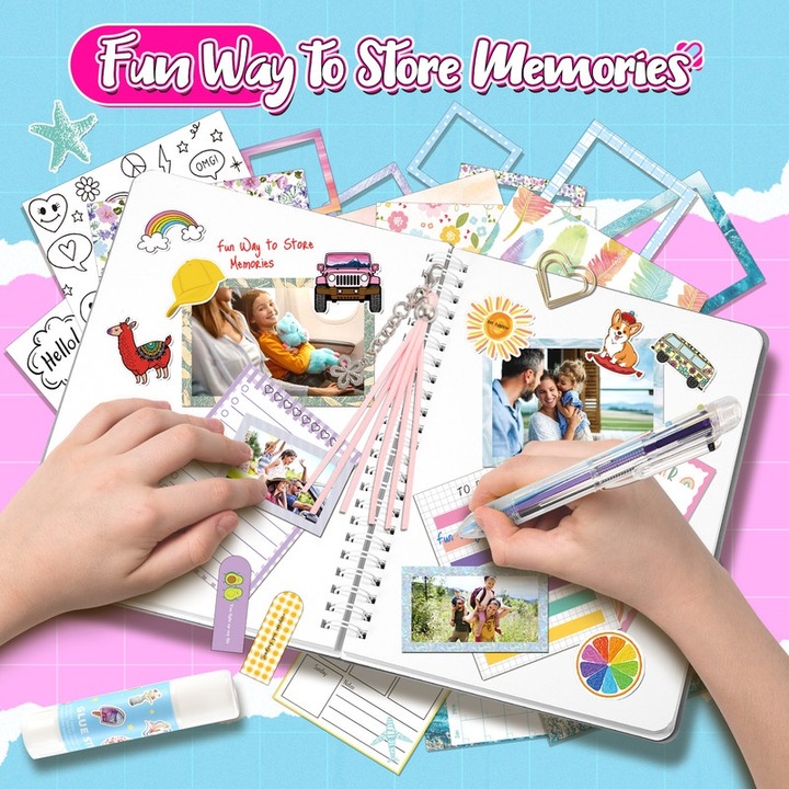 ATOPDREAM Scrapbooking készlet, barkácsnaplókészlet, többszínű, 233x231 mm, kapacitás 32 fénykép