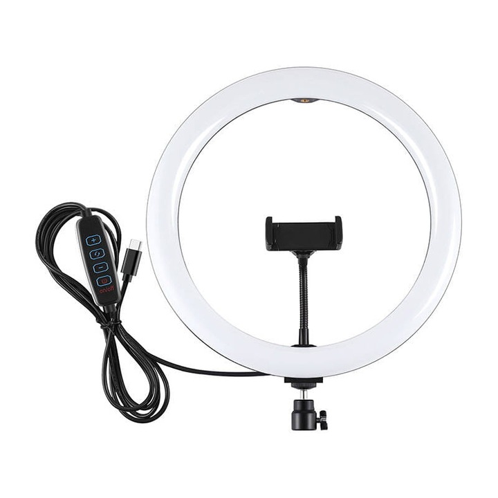 PULUZ pierscieniowa lámpa, 160 LED, 3 színhőmérséklet, 30x35cm, telefontartóval