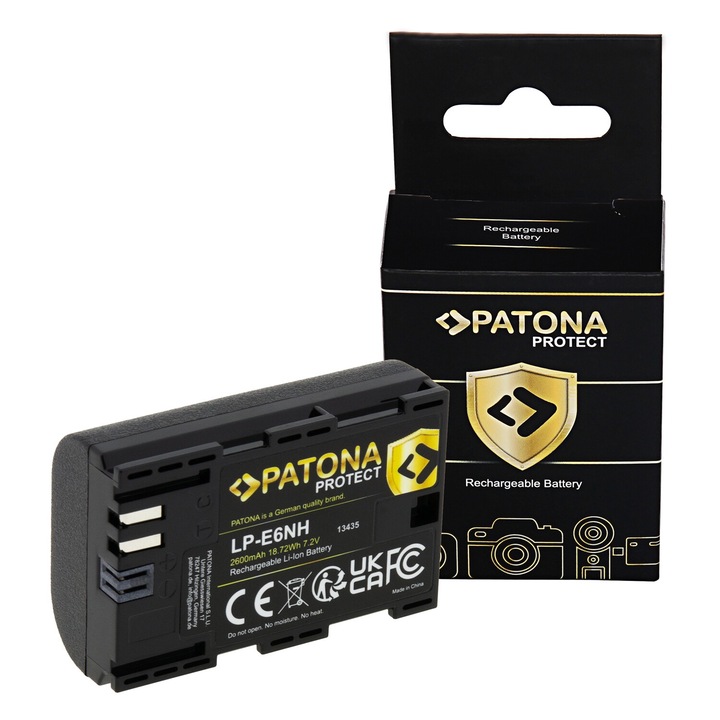 Patona Protect LP-E6NH akkumulátor, 2600 mAh, Canon EOS R5 EOS R6 R6II R7 számára
