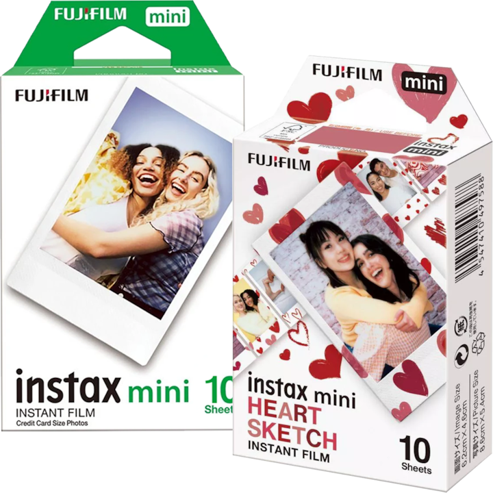 Fujifilm Mini instant film készlet, 1x10db fehér + 1x10db Heart Sketch