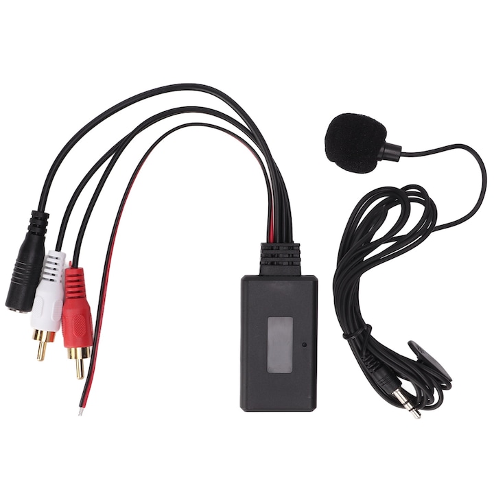 Bluetooth AUX modul autóhoz, Mmgoqqt, 5.0, kábel mellékelve, kihangosító mikrofon, ABS, 2RCA