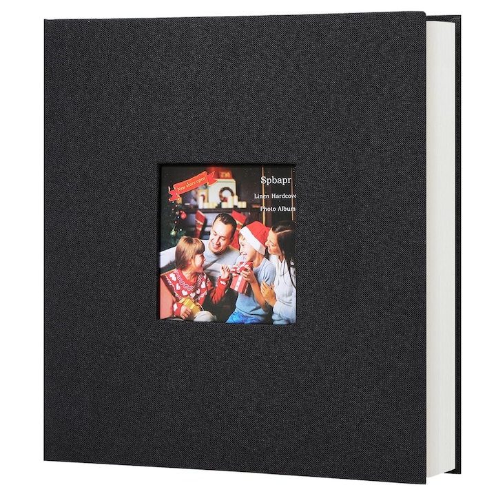 Fotóalbum, SINBINTA, Tartós, könyvtípus, jegyzettér, Újrafelhasználható, Könnyen használható, Ez az album esküvőre, családra és babára is használható, 18 hüvelyk, PVC, Fekete