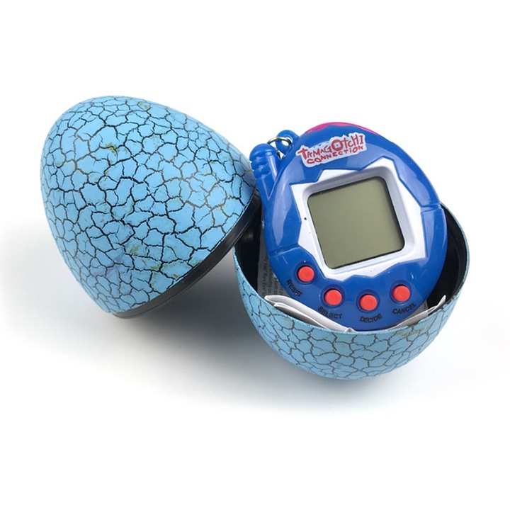 Tamagotchi interaktív elektronikus játék, gyerekeknek, Fokelyi, tojás alakú burkolattal, műanyag, 5x6cm