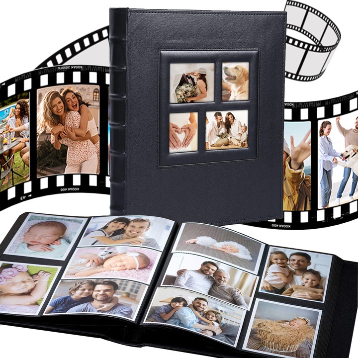 Memories fotóalbum készlet, Puepoul, 600 fotó befogadóképessége, 35x36,5 cm, scrapbook készlet, esküvőre, Valentin napra, ballagásra, buli napjára, Love Moments Recorder, Fekete