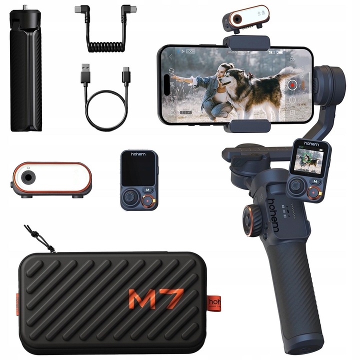 Gimbal stabilizátor távirányító OLED lámpával okostelefonhoz, Hohem iSteady M7