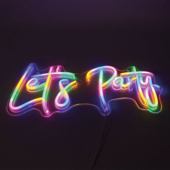 Neon LED lámpa "Let's Party", többszínű, 40x17,5cm
