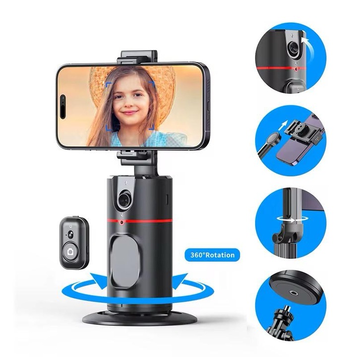 AMYMAT C12 hordozható gimbal stabilizátor Bluetooth távirányítóval – Ultra stabil filmezés, 360°-os forgatás, újratölthető akkumulátor és beépített állvány, ideális vlogoláshoz, TikTokhoz és utazáshoz