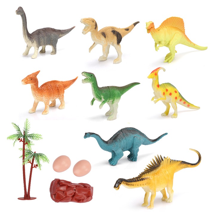 8 db-os miniatűr dinoszaurusz figura készlet, többszínű, 5x10 cm